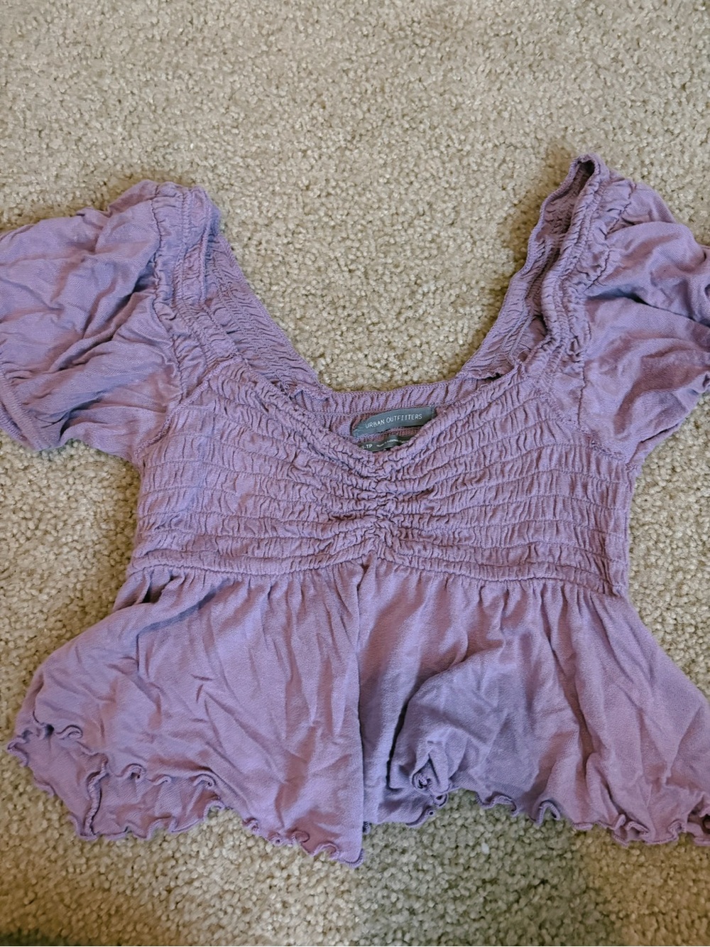 Urban Outfitters Lavender Ruched Peplum Crop Top